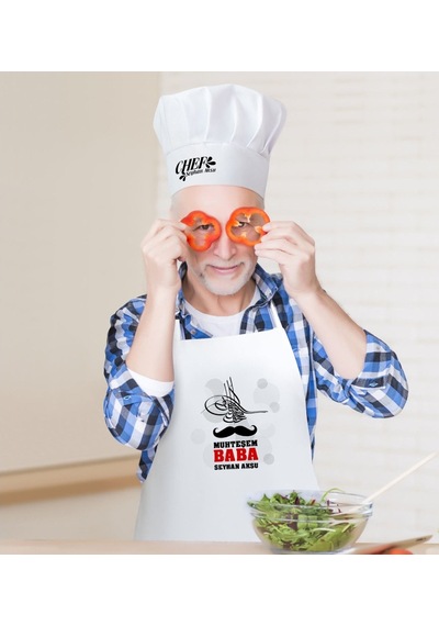 Kişiye Özel Muhteşem Baba Erkek Mutfak Önlüğü Ve Aşçı Şapkası Set