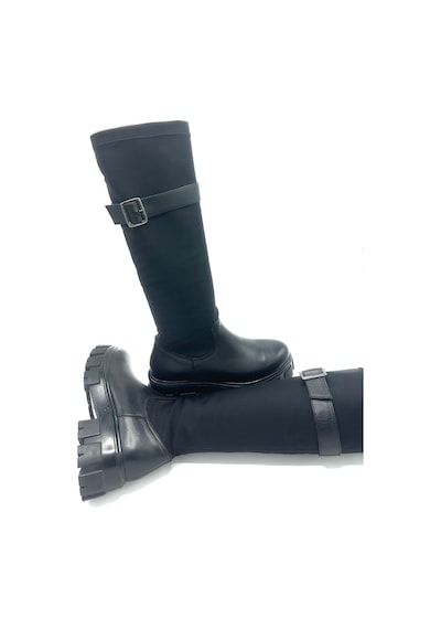 Nostra Shoes Spica Hakiki Deri Siyah Kadın Streç Çizme Siyah