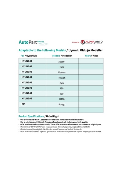 Kia Bongo,i20,i30,h100,getz İçin Debriyaj-fren Pedal Lastiği