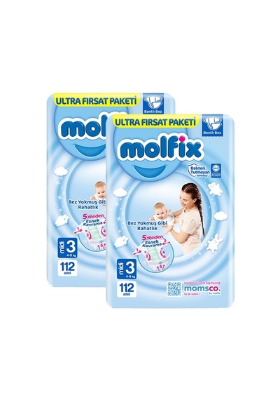 Molfix Bebek Bezi 3 Numara Midi Ultra Fırsat Paketi 2 x 112 Adet 2'li