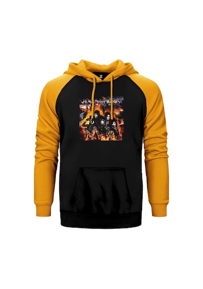 Black Veil Brides Set The World On Fire Sarı Renk Reglan Kol Kapşonlu Sweatshirt Sarı