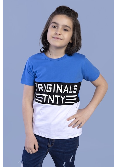 Toontoy Kids Toontoy Erkek Çocuk Garni Detaylı Baskılı Tişört Saks