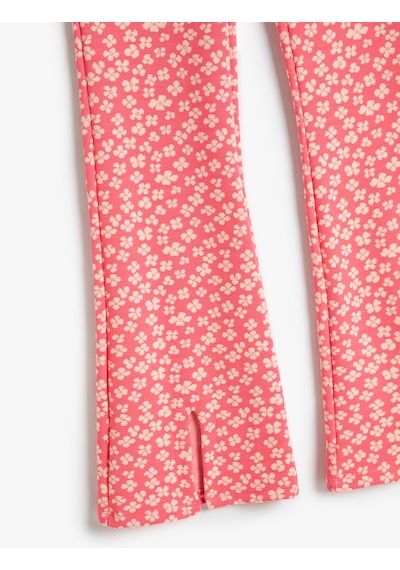 Koton İspanyol Paça Çiçekli Pantolon Yırtmaç Detaylı Pembe Desenli 4skg40266ak Pembe Desenli
