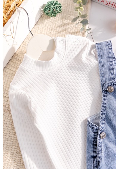 Baby Mod Ayıcık Figürlü Denim 2'li Erkek Bebek Kot Salopet Tulum mavi