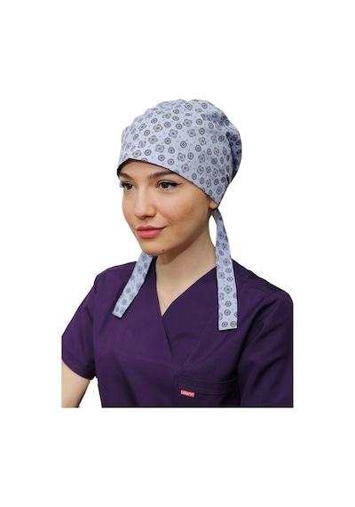 Mavi Kilim Tesettür Desenli Cerrahi Bone - Tesettür Doktor Hemşir-Standart-2301 Mavi Kilim Dese