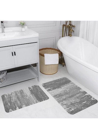 Rovigo Home Baskılı Kaymaz Taban 2 Li Banyo Paspas Takım Rvg5157-100X60-60X50 Çok Renkli