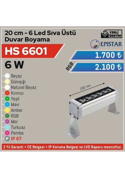 6w Sıva Üstü Duvar Boyama, Yeşil Işık Hs 6601
