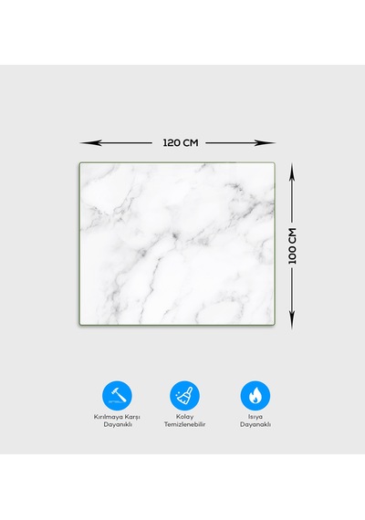 Cam Sandalye Matı Beyaz Doğal Mermer 100cm X 120cm