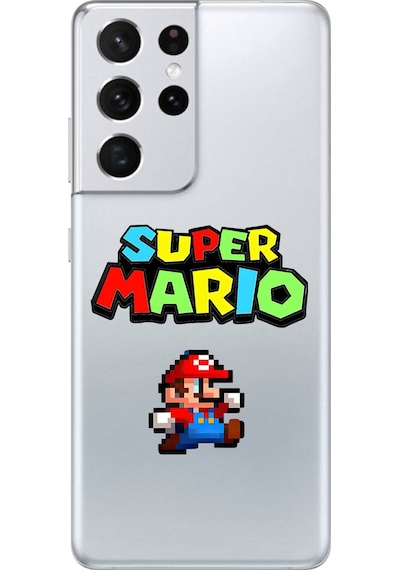 Samsung Galaxy S21 Ultra Uyumlu Şeffaf Kılıf 2 Mario Tasarımlı