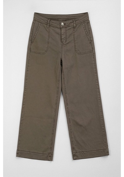 Kadın Kahverengi Yüksek Bel İnce Rahat Wide Leg Jean Pantolon