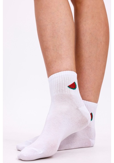 Desing Socks Premium Pamuklu Yumuşak Ve Kokulu 6'lı Meyve Desenli Bilek Kadın Çorap Seti - Nefes Alan Yapı Çok Renkli