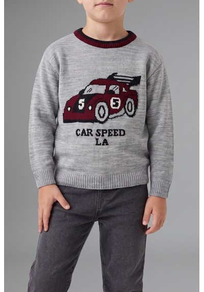 Defacto Oversize Basic Araba Desenli Kazak Erkek Bebek H9286a526wngr400 Gri-gr400