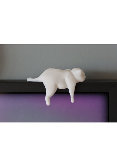 İhtiyacın3d 2'li Set Tembel Şişko Kedi Monitör Ve Tv Köşe Biblosu - Ekran Üstü Dekor Figür 6x4 Cm Beyaz