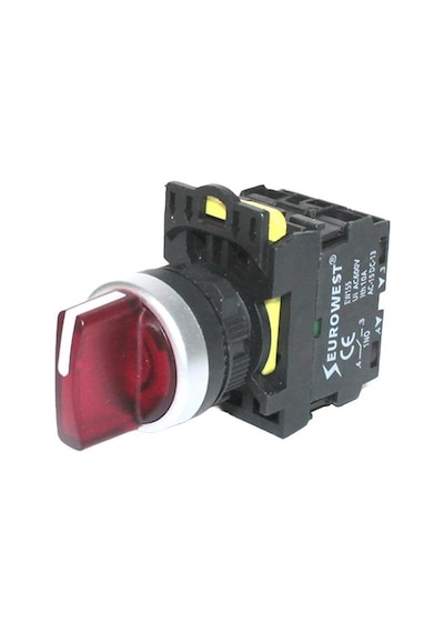 EUROWEST Ew-55-02Xsl 2Nc Kırmızı Led Işıklı Kalıcı Mandal Buton (220V)