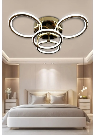 Exxen Kumandalı Çift Yönlü İthal 3+1 Modern Yüksek Işık Gücü Modern Uzun Ömürlü Sarkıt Led Avize - Gold Gold