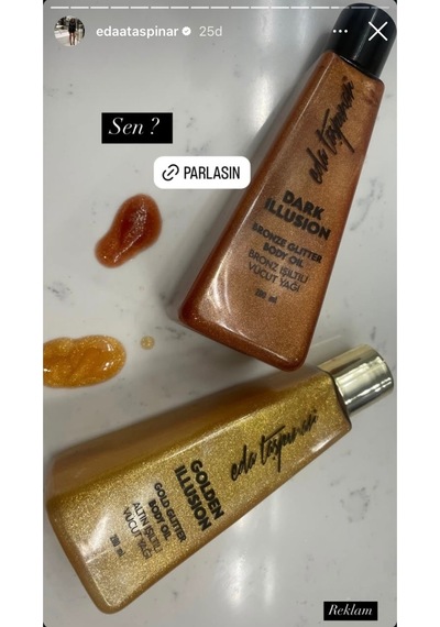 Eda Taşpınar Golden Illusion Altın Işıltılı Simli Vücut Yağı 200 ML