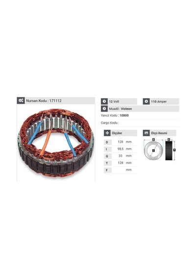 12v Alternatör Statör Vısteon Tipi 4 Uçlu Ford N11.508