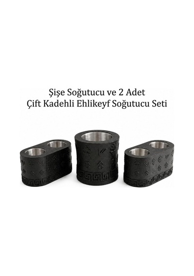Ehlikeyf Şişe Ve 2 Adet Çift Kadeh Bardak Soğutucu