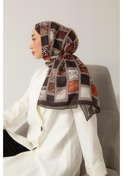 Mimiyum Soft Şal Zincir Leopar Kahve Rengi