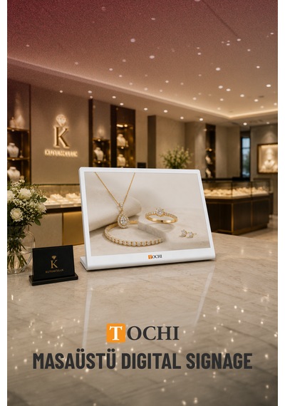 Tochı Masaüstü Digital Signage 14 İnç Android Dokunmatik Reklam Ekranı, Wi-fi Bluetooth, Yatay Model, Siyah Beyaz