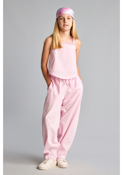 Defacto Geniş Paça Bol Kesim Poplin Pantolon Kız Çocuk I6754a826hspn648 Pembe-pn648