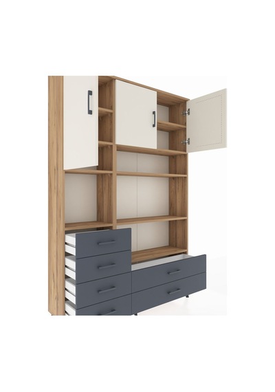 Arges Dolap 9 Raflı 6 Çekmeceli 3 Kapaklı 132x30x195 Çam-aytaşı/antrasit Aytası/antrasıt Arges Dolap 9 Raflı 6 Çekmeceli 3 Kapaklı 132x30x195 Çam-aytaşı/antrasit Aytası/antrasıt