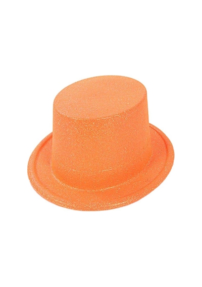 Floresan - 225 - Turuncu Renk Simli Uzun Fötr Melon Şapka - Edntrend - 12 Cm