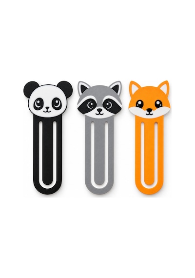 Panda Rakun Tilki Kitap Ayracı 3 Lü Set Çocuklar İçin Sevimli 3d Baskı Kitap İşaretleyici