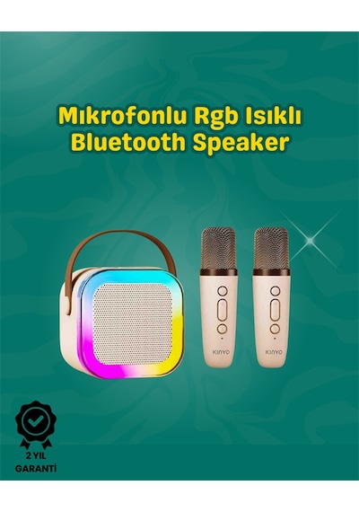 İki - 9 - Mikrofonlu Renkli Led Işıklı - Muratech - Karaoke Cihazı