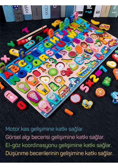 Montessori Tahtası 8'i Bir Arada Çok Fonksiyonlu Balık Tutma Ve Eşleştirme Macerası
