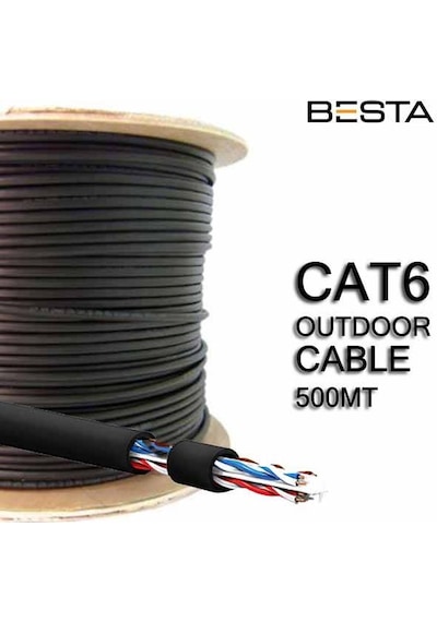 BESTA Cat6 500 Metre Cat 6 Kablo 23 AWG IP Kamera Kablosu Dış Mek
