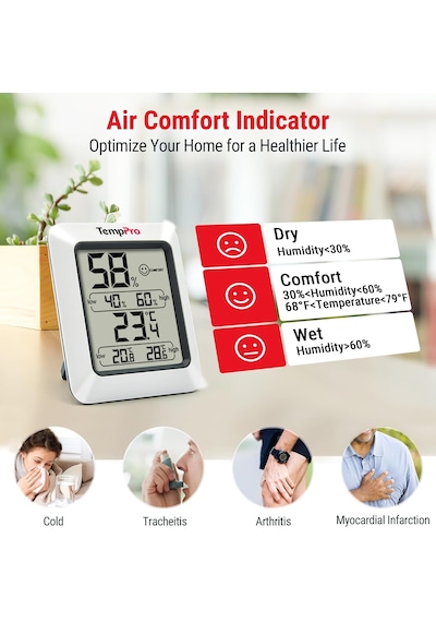 Thermopro Tp50 Oda Termometresi Dijital İç Mekan Higrometre Monitör Sıcaklık Ve Nem Ölçer Ev Ofis Çocuk Odası K
