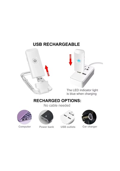 Beyaz Renk Kitap Okuma Işığı Kitap Ayıracı Usb Şarjlı