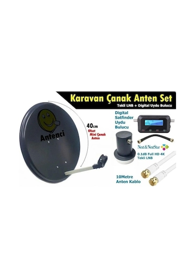 Antenci 40cm Karavan Çanak Anten Seti + Divisat Dijital Uydu Bulucu