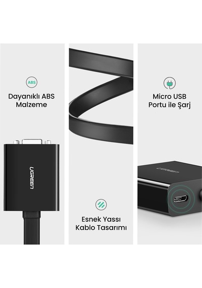 Ugreen Dvı 24+1 Erkek To Vga Dişi Dönüştürücü Adaptör, 40259