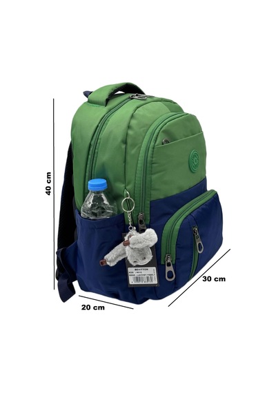 İlk Okul Çantası 3'lü Seti Unisex Çocuk İlkokul Çantası Gry-8010 Yeşil-lacivert Yeşil