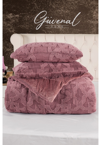 Vome Çantalı Jakarlı Çift Taraflı Wellsoft 230 X 250 Cm Battal Boy Yorgan Seti 1 Yorgan + 2 Yastık Kılıfı Yumuşak Dokulu Kabarık Kışlık Yorgan Çeyizlik Mürdüm