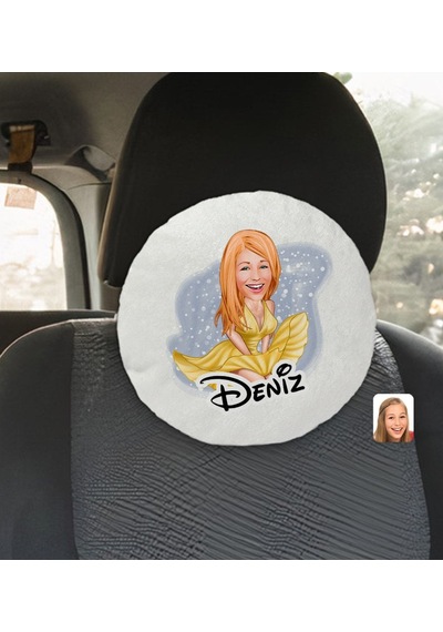 Bk Gift Kişiye Özel İsimli Marilyn Monroe Karikatürlü Yuvarlak Araç Koltuk Yastığı-1 Çok Renkli