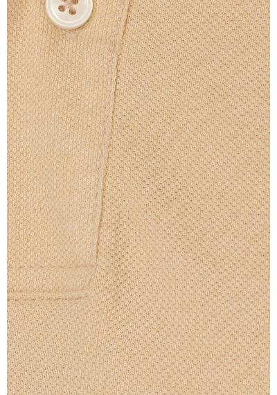 Tudors Erkek Slim Fit Dar Kesim Pamuklu Yumuşak Dokulu Serin Tutan Kumaş Düz Pike Kum Beji Polo Yaka Tişört-33706 Bej