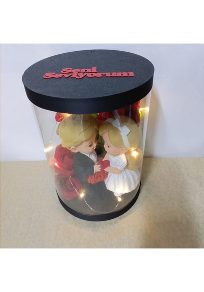 Sevgili Biblolu-ışıklı-kutulu Güller 25cm
