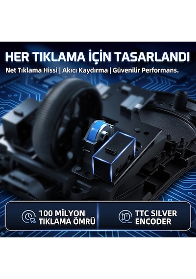 Attack Shark X11 Pro V2 Tft Ekranlı Şarj Standlı Kablosuz Oyuncu Faresi Standart