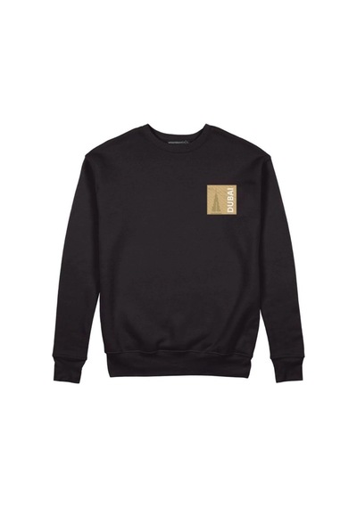 Startmore Siyah Dubai Baskılı Bisiklet Yaka Kapşonsuz Unisex Pamuklu Sweatshirt Siyah
