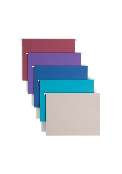 4 X Askılı File Folder With Tab, 1/5-cut Adjustable Tab, Letter Size, Çeşitli Jewel Tone Colors, 25 Box 64056 By
