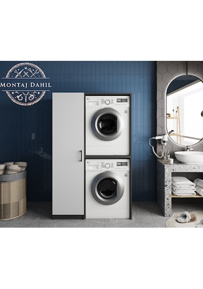 Almera Çamaşır Ve Kurutma Makinesi Dolabı Banyo Dolabı Füme Beyaz Antrasit Beyaz Almera Çamaşır Ve Kurutma Makinesi Dolabı Banyo Dolabı Füme Beyaz Antrasit Beyaz