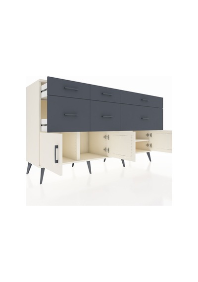 Kronos Konsol Tek Raflı 6 Çekmeceli 4 Kapaklı 176x59x99 Aytaşı-ay Aytaşı-aytaşı/antrasit
