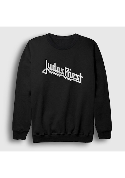 Presmono Unisex Logo Judas Priest Sweatshirt Siyah