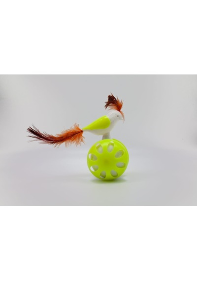 Tekerlekli Hacıyatmaz Kuş Kedi Oyuncağı 1 Adet Limon Yeşili