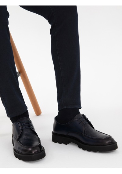 Cacharel Lacivert Eva Taban %100 Deri Smart Casual Ayakkabı