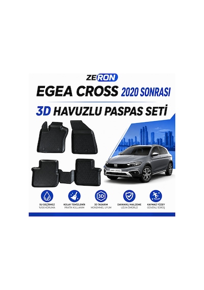 Zeron Fiat Egea Cross 2020 Ve Sonrası 3d Havuzlu Paspas Seti Su Geçirmez Kaymaz 5 Parça