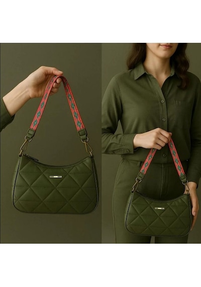 Guard Leather Kapitone Kadın Omuz Çantası + Renkli Kartlık Yeşil